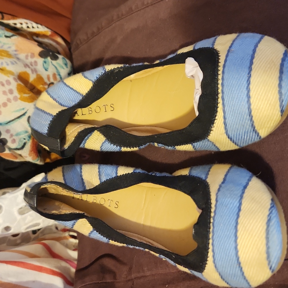 Talbots Vibrant Yellow And Blue  Comfortable Slip-on Flats